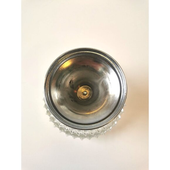 Vintage Diamond Point Glass Dessert Dish with Silverplate Base - Picture 6 of 8